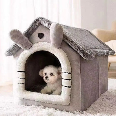 Cama estilo casa para cães.